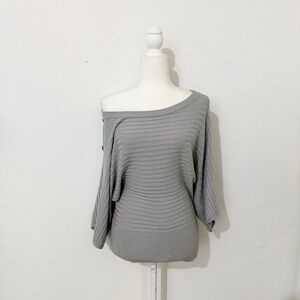 y2k new york & company gray slouchy balloon sleeve sweater